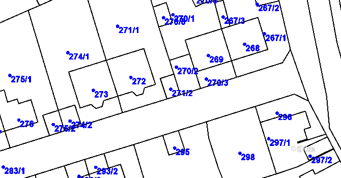 Parcela st. 271/2 v KÚ Trmice, Katastrální mapa
