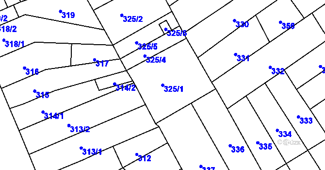 Parcela st. 325/1 v KÚ Trmice, Katastrální mapa