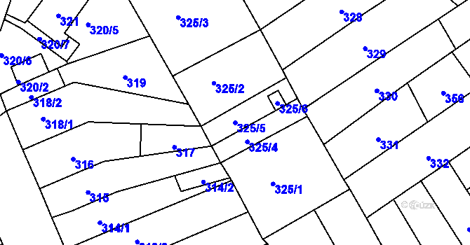 Parcela st. 325/5 v KÚ Trmice, Katastrální mapa