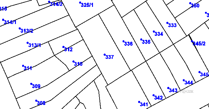 Parcela st. 337 v KÚ Trmice, Katastrální mapa
