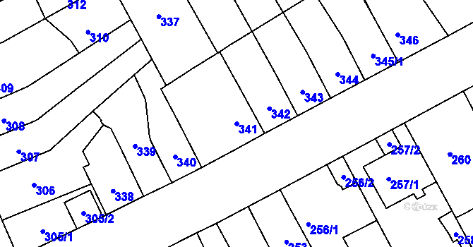 Parcela st. 341 v KÚ Trmice, Katastrální mapa