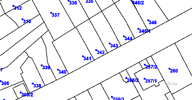 Parcela st. 342 v KÚ Trmice, Katastrální mapa