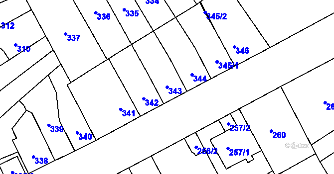 Parcela st. 343 v KÚ Trmice, Katastrální mapa