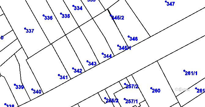 Parcela st. 344 v KÚ Trmice, Katastrální mapa
