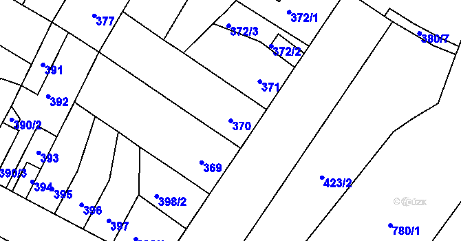 Parcela st. 370 v KÚ Trmice, Katastrální mapa