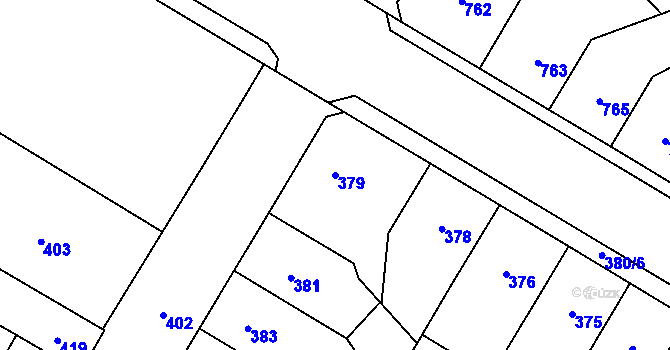 Parcela st. 379 v KÚ Trmice, Katastrální mapa