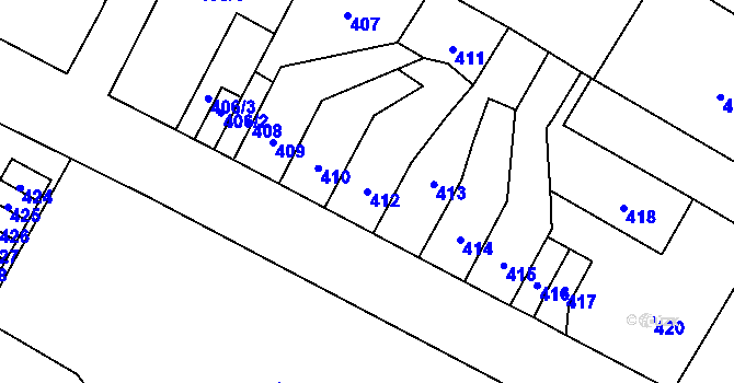 Parcela st. 412 v KÚ Trmice, Katastrální mapa
