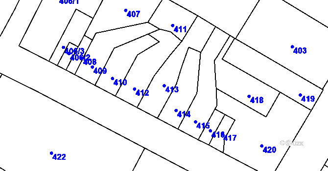 Parcela st. 413 v KÚ Trmice, Katastrální mapa