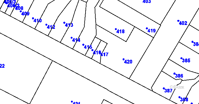 Parcela st. 417 v KÚ Trmice, Katastrální mapa