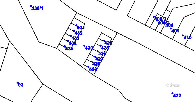 Parcela st. 426 v KÚ Trmice, Katastrální mapa