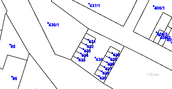 Parcela st. 432 v KÚ Trmice, Katastrální mapa