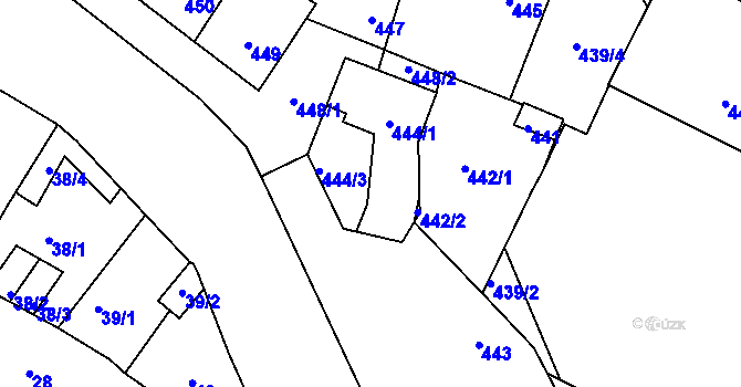 Parcela st. 444/2 v KÚ Trmice, Katastrální mapa