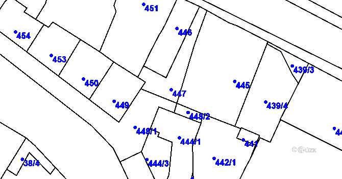 Parcela st. 447 v KÚ Trmice, Katastrální mapa