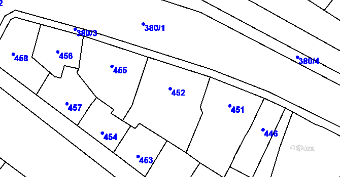 Parcela st. 452 v KÚ Trmice, Katastrální mapa