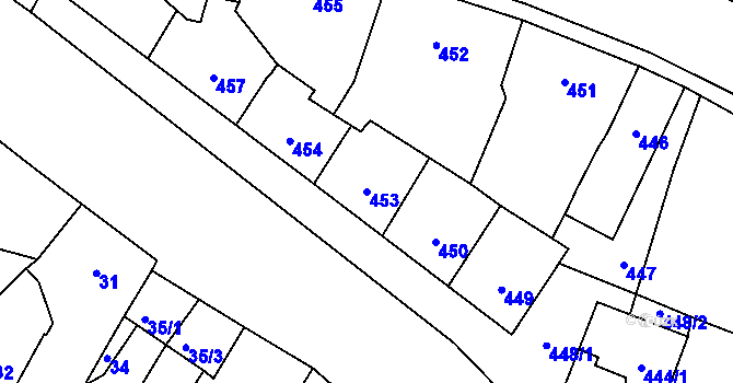 Parcela st. 453 v KÚ Trmice, Katastrální mapa