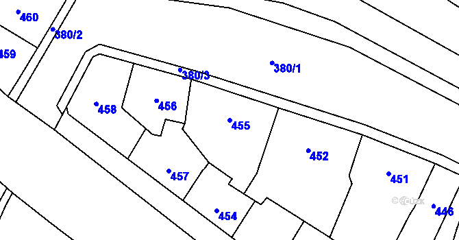 Parcela st. 455 v KÚ Trmice, Katastrální mapa