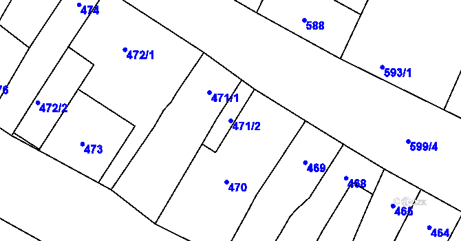 Parcela st. 471/2 v KÚ Trmice, Katastrální mapa