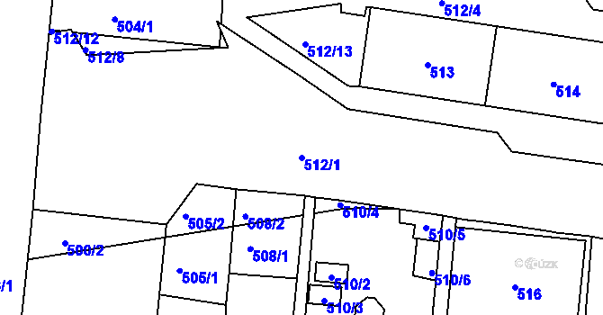 Parcela st. 512/1 v KÚ Trmice, Katastrální mapa