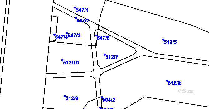 Parcela st. 512/7 v KÚ Trmice, Katastrální mapa