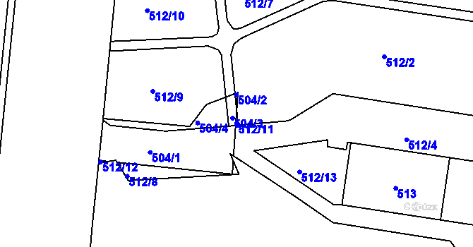 Parcela st. 512/11 v KÚ Trmice, Katastrální mapa