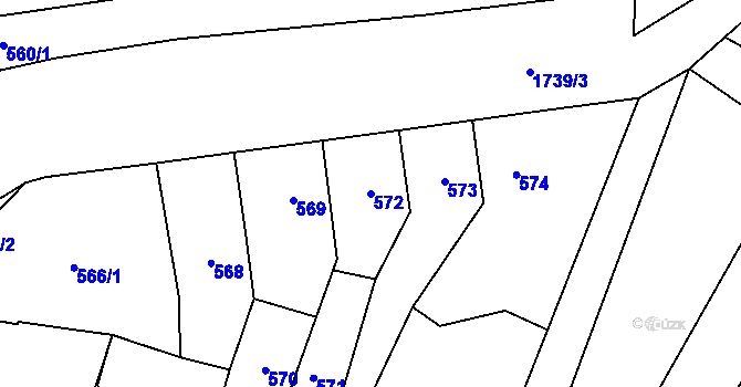 Parcela st. 572 v KÚ Trmice, Katastrální mapa