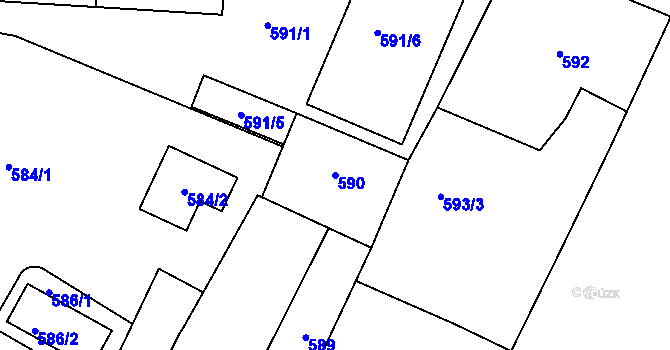 Parcela st. 590 v KÚ Trmice, Katastrální mapa