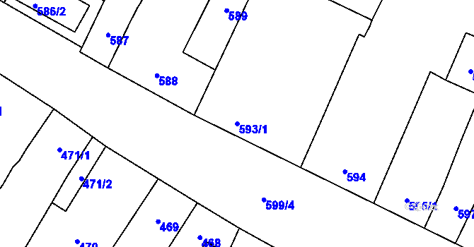 Parcela st. 593/1 v KÚ Trmice, Katastrální mapa