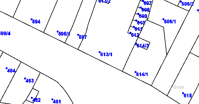 Parcela st. 613/1 v KÚ Trmice, Katastrální mapa