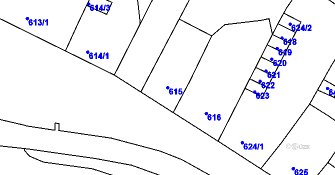 Parcela st. 615 v KÚ Trmice, Katastrální mapa