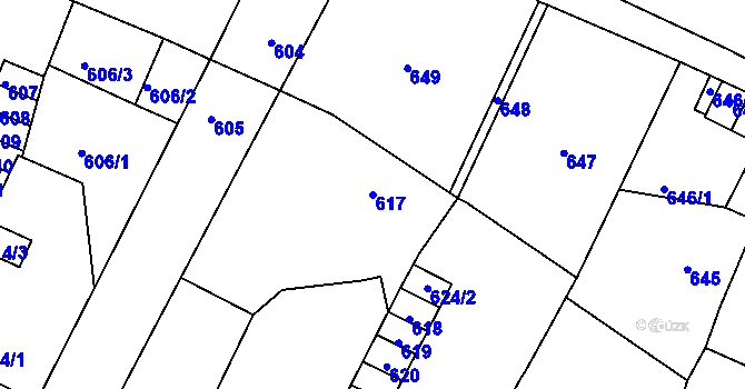 Parcela st. 617 v KÚ Trmice, Katastrální mapa