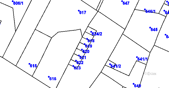 Parcela st. 619 v KÚ Trmice, Katastrální mapa