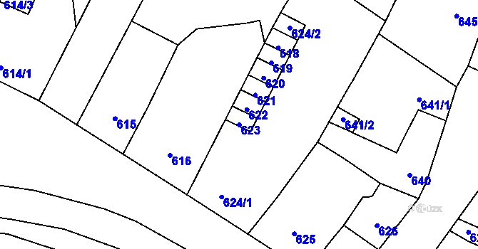 Parcela st. 623 v KÚ Trmice, Katastrální mapa
