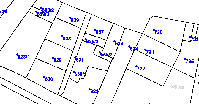 Parcela st. 635/2 v KÚ Trmice, Katastrální mapa