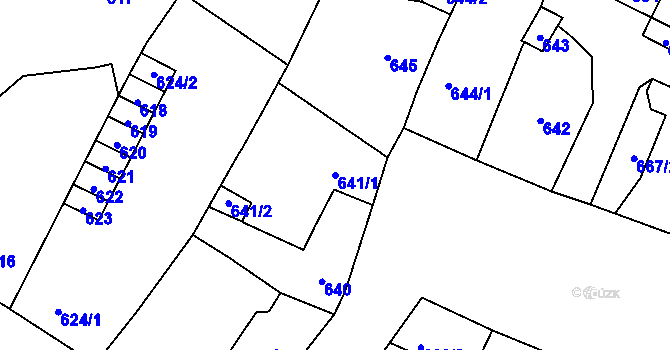 Parcela st. 641/1 v KÚ Trmice, Katastrální mapa