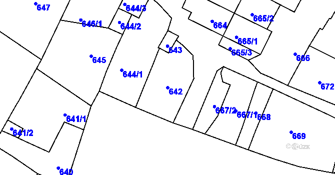 Parcela st. 642 v KÚ Trmice, Katastrální mapa