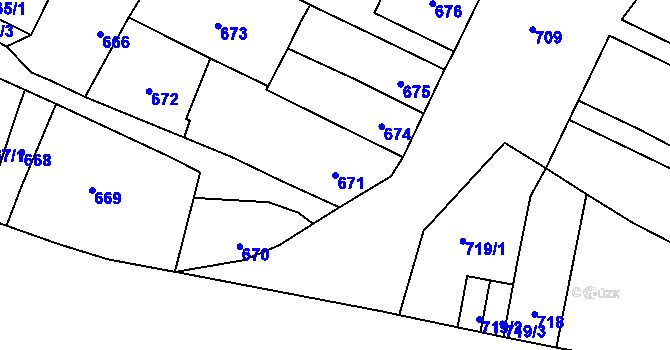 Parcela st. 671 v KÚ Trmice, Katastrální mapa