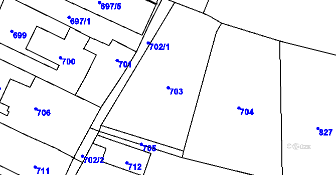 Parcela st. 703 v KÚ Trmice, Katastrální mapa