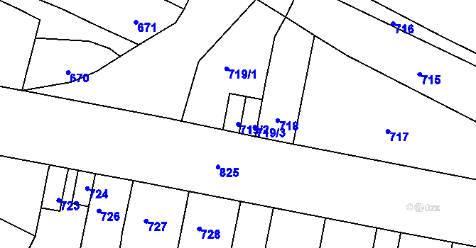 Parcela st. 719/2 v KÚ Trmice, Katastrální mapa