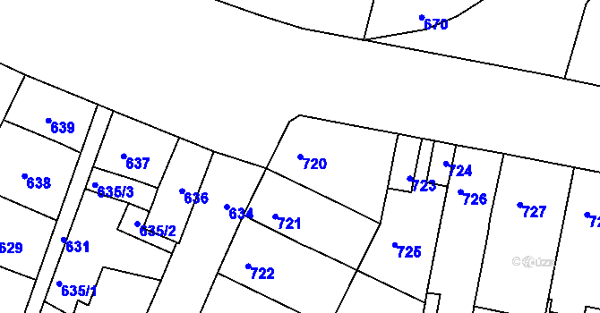 Parcela st. 720 v KÚ Trmice, Katastrální mapa