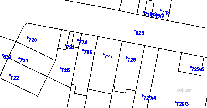 Parcela st. 727 v KÚ Trmice, Katastrální mapa