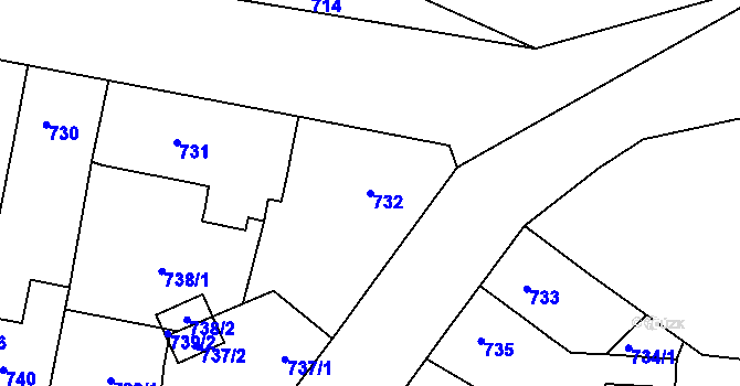 Parcela st. 732 v KÚ Trmice, Katastrální mapa