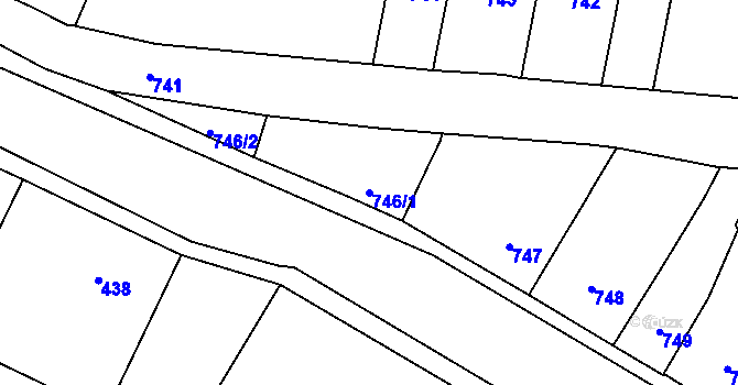 Parcela st. 746/1 v KÚ Trmice, Katastrální mapa