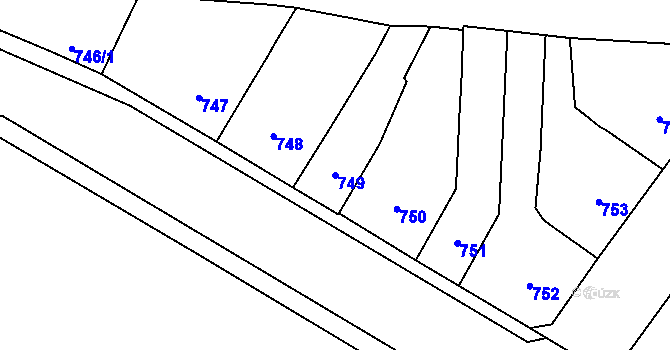 Parcela st. 749 v KÚ Trmice, Katastrální mapa