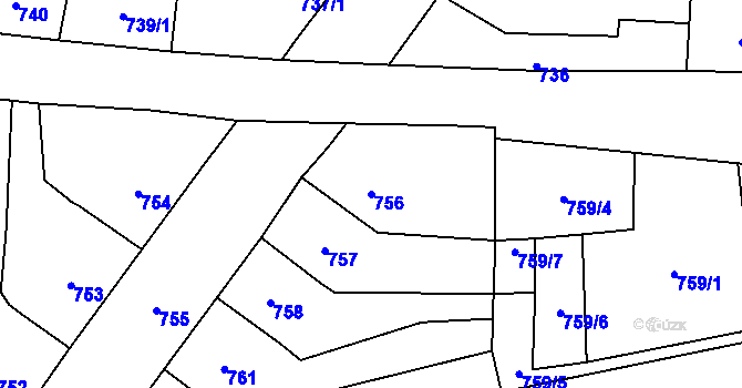 Parcela st. 756 v KÚ Trmice, Katastrální mapa