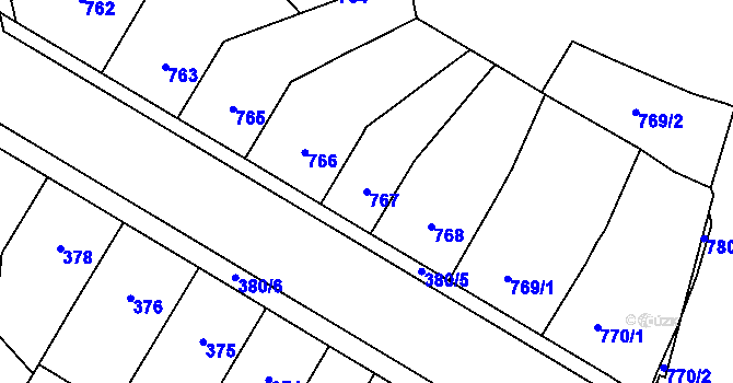 Parcela st. 767 v KÚ Trmice, Katastrální mapa