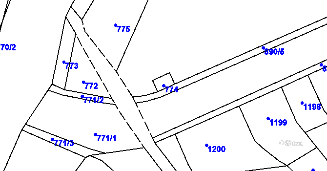 Parcela st. 774 v KÚ Trmice, Katastrální mapa