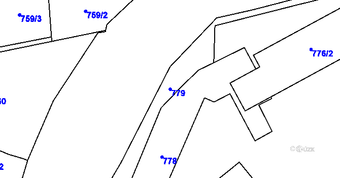 Parcela st. 779 v KÚ Trmice, Katastrální mapa