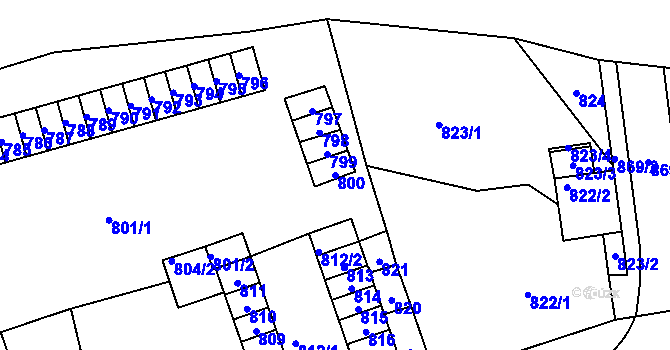 Parcela st. 800 v KÚ Trmice, Katastrální mapa