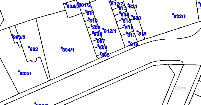 Parcela st. 805 v KÚ Trmice, Katastrální mapa