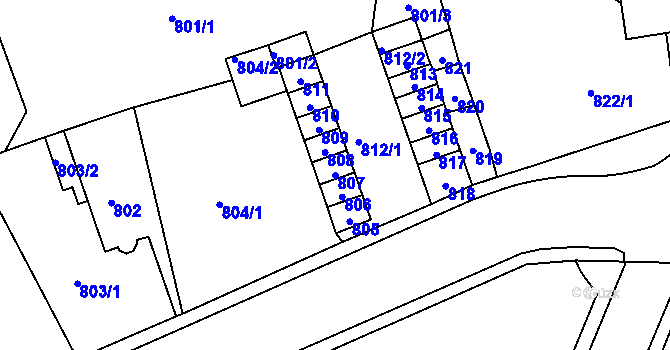 Parcela st. 807 v KÚ Trmice, Katastrální mapa